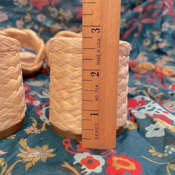 Brand New Steve Madden Braided Natural Straw Large Strap Slides Heeled Sandals - Picture 13 of 14